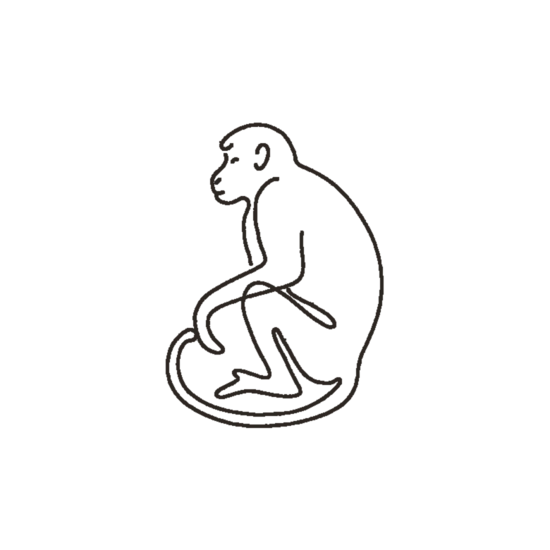 Monkey zodiac line art
